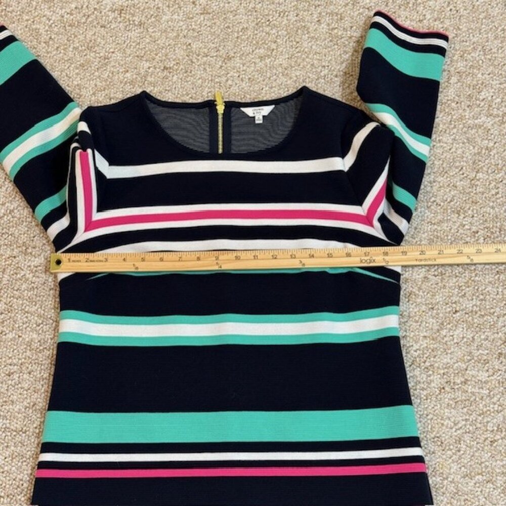 Crown & Ivy Womens Dress Navy Pink Ribbed 3/4 Sleeve Sz Medium - Picture 5 of 8